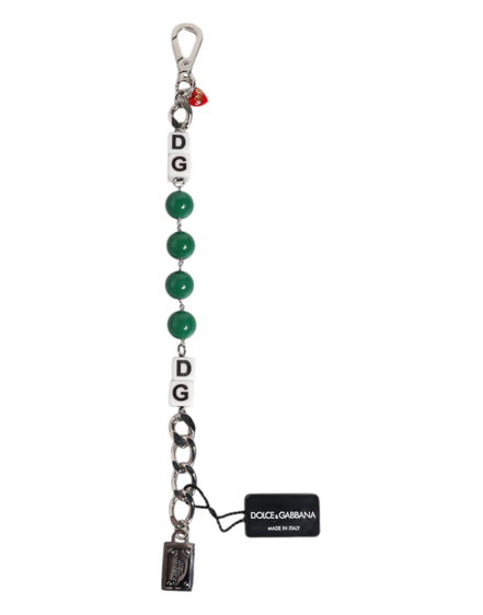 Dolce & Gabbana Silver Tone Brass Bead Dice Logo Embellish Charm Bracelet