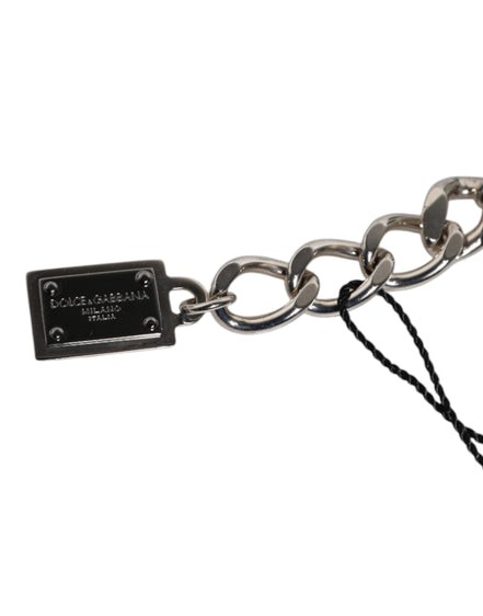 Dolce & Gabbana Silver Tone Brass Bead Dice Logo Embellish Charm Bracelet