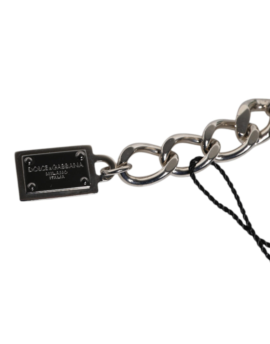 Dolce & Gabbana Silver Tone Brass Bead Dice Logo Embellish Charm Bracelet