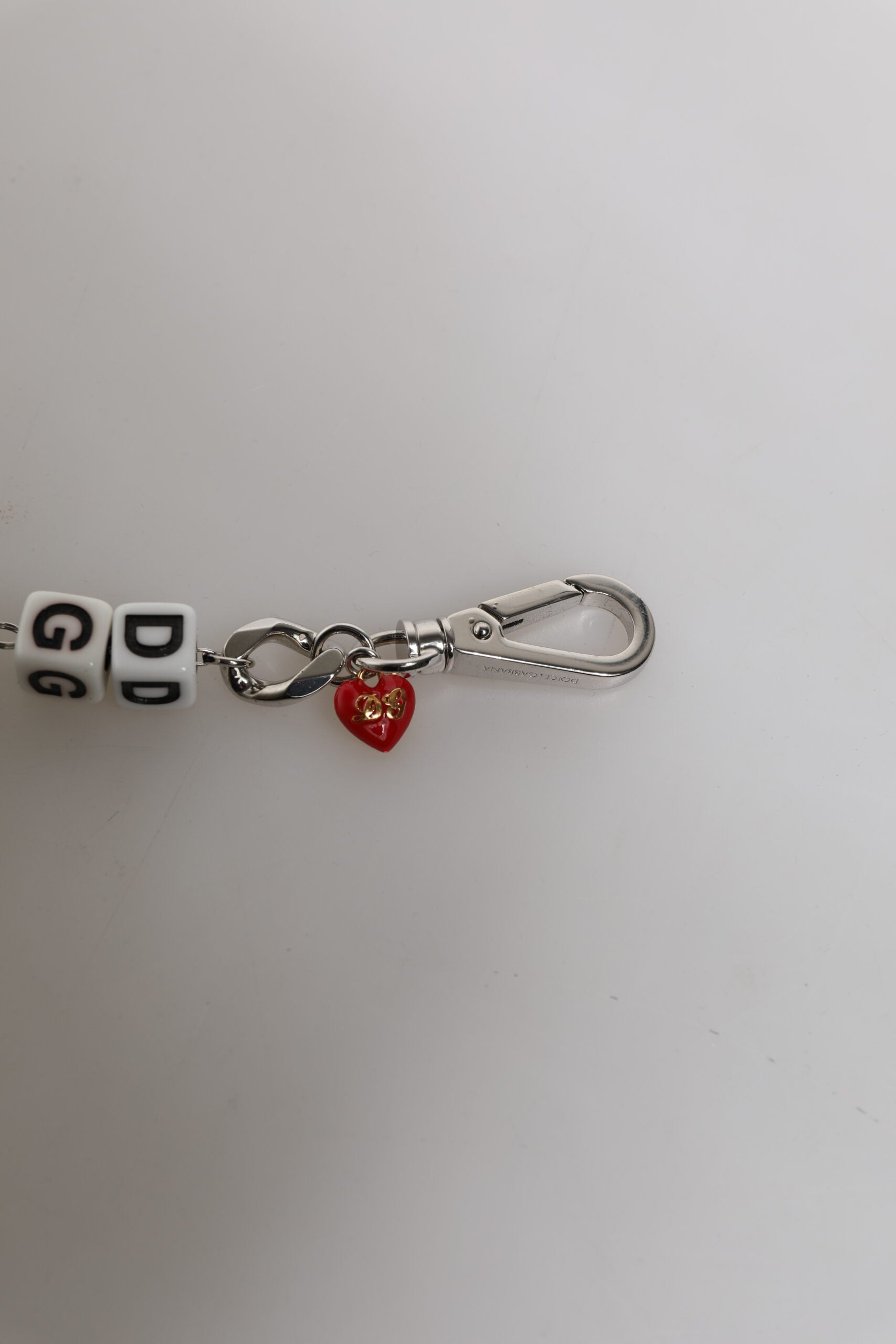 Dolce & Gabbana Silver Tone Brass Bead Dice Logo Embellish Charm Bracelet