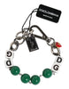 Dolce & Gabbana Silver Tone Brass Bead Dice Logo Embellish Charm Bracelet