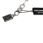 Dolce & Gabbana Silver Brass Chain Dice Logo Embellished Charm Bracelet