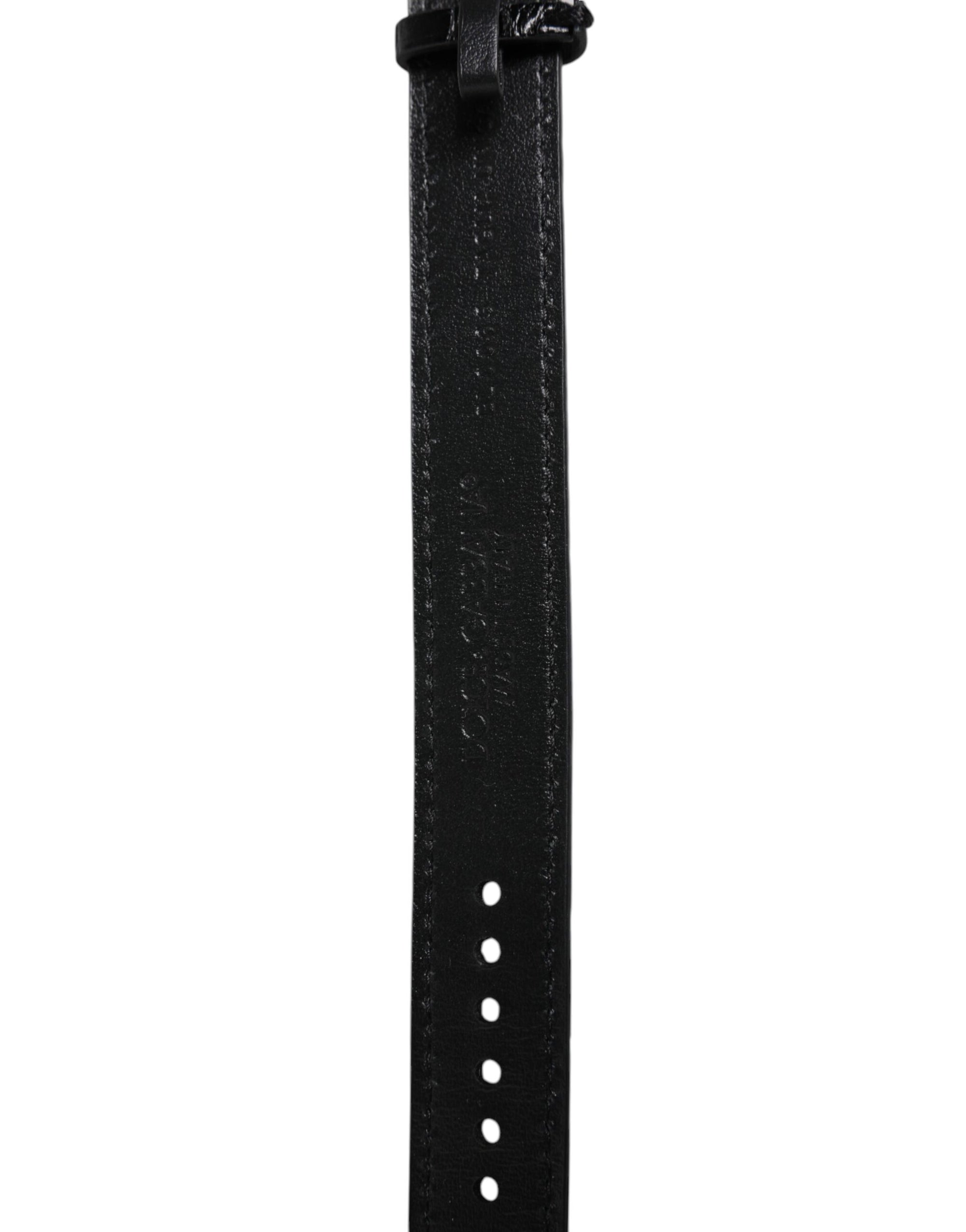 Dolce & Gabbana Black Exotic Leather Gold Tone Metal Buckle Armband