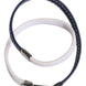 Dolce & Gabbana Blue White Leather Trimmed DG Engraved Silver Tone Clasp Bracelet