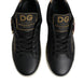 Dolce & Gabbana Μαύρα Δερμάτινα Χρυσά Κόκκινα Αθλητικά Παπούτσια με Καρδιές