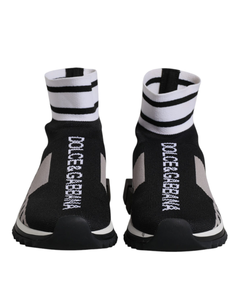 Dolce & Gabbana Black Gray Sorrento Socks Women Sneakers Shoes