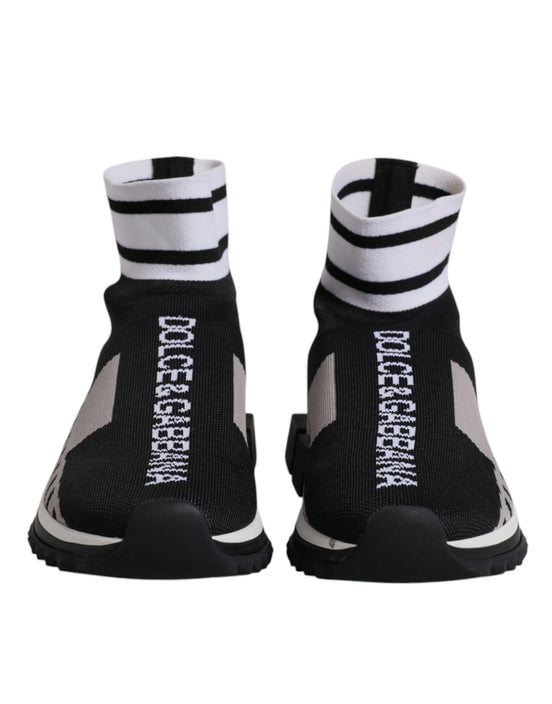 Dolce & Gabbana Black Gray Sorrento Socks Women Sneakers Shoes