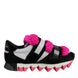 Dolce & Gabbana Μαύρα Ροζ Γούνινα Παπούτσια Sneakers με Στολίδια