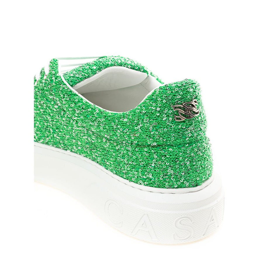 Αθλητικά παπούτσια Casadei από πράσινο ύφασμα και δέρμα