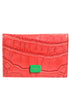 Dolce & Gabbana Red Exotic Leather Logo Plaque Card Holder Wallet