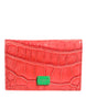 Dolce & Gabbana Red Exotic Leather Logo Plaque Card Holder Wallet