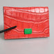 Dolce & Gabbana Red Exotic Leather Logo Plaque Card Holder Wallet