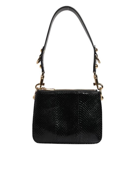 Τσάντα Clutch Dolce & Gabbana Μαύρο Εξωτικό Δέρμα Ώμου με Λουρί