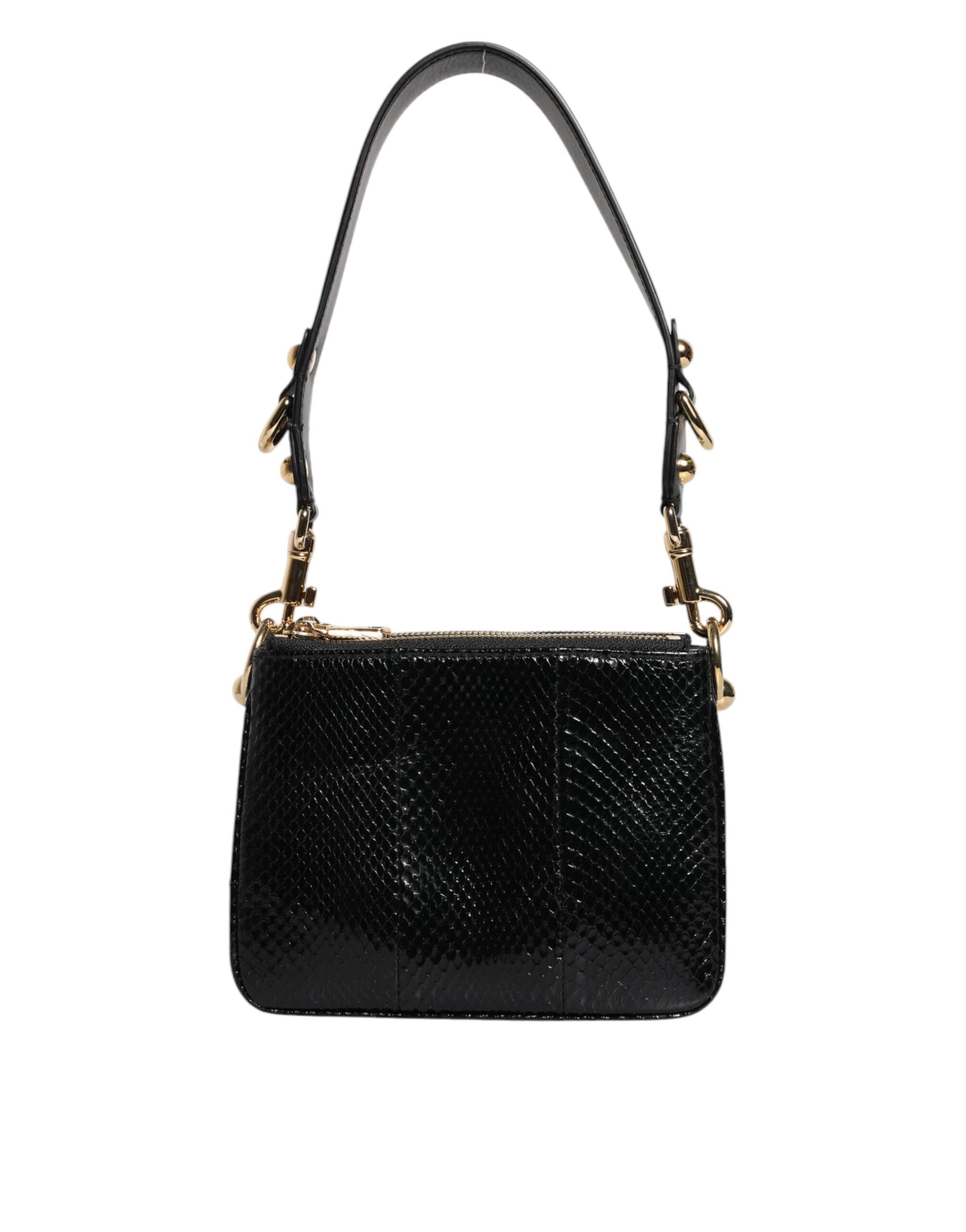 Τσάντα Clutch Dolce & Gabbana Μαύρο Εξωτικό Δέρμα Ώμου με Λουρί