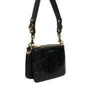 Τσάντα Clutch Dolce & Gabbana Μαύρο Εξωτικό Δέρμα Ώμου με Λουρί