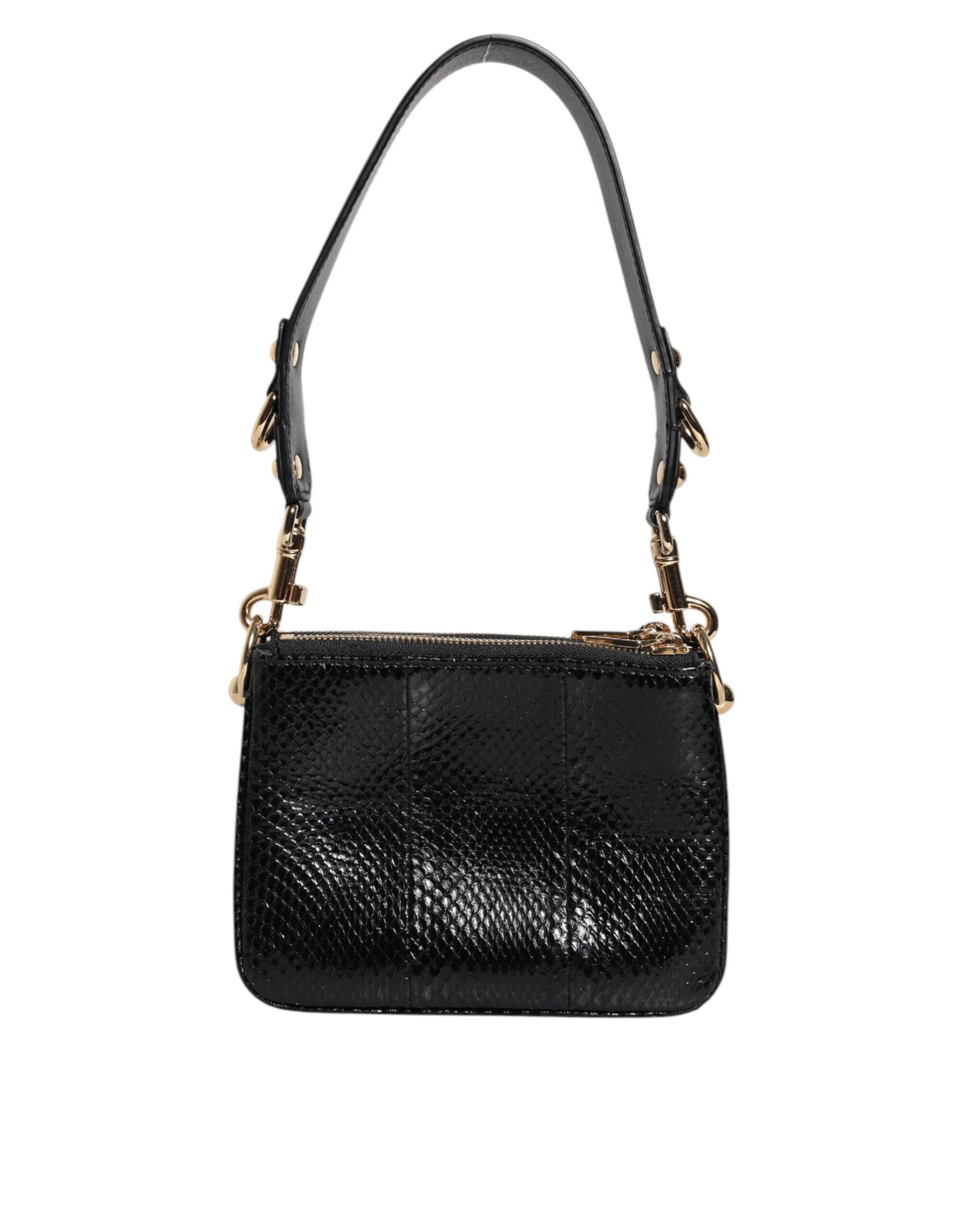 Τσάντα Clutch Dolce & Gabbana Μαύρο Εξωτικό Δέρμα Ώμου με Λουρί