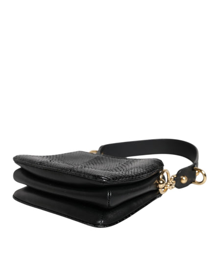 Τσάντα Clutch Dolce & Gabbana Μαύρο Εξωτικό Δέρμα Ώμου με Λουρί