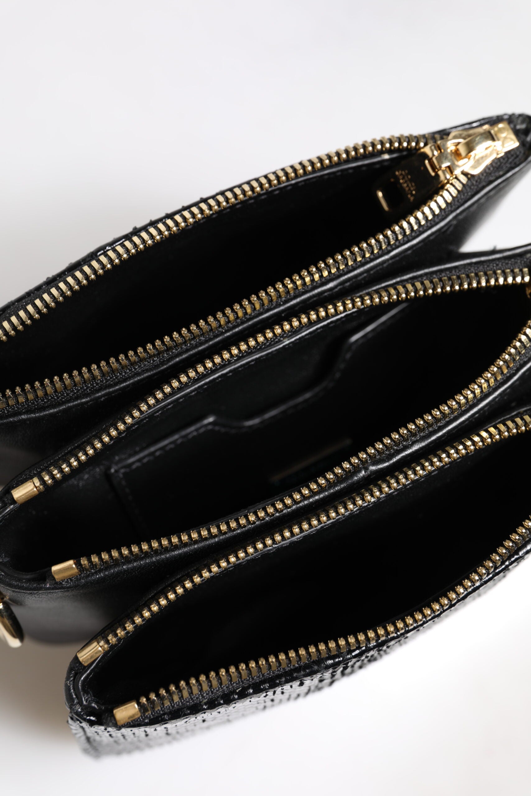 Τσάντα Clutch Dolce & Gabbana Μαύρο Εξωτικό Δέρμα Ώμου με Λουρί