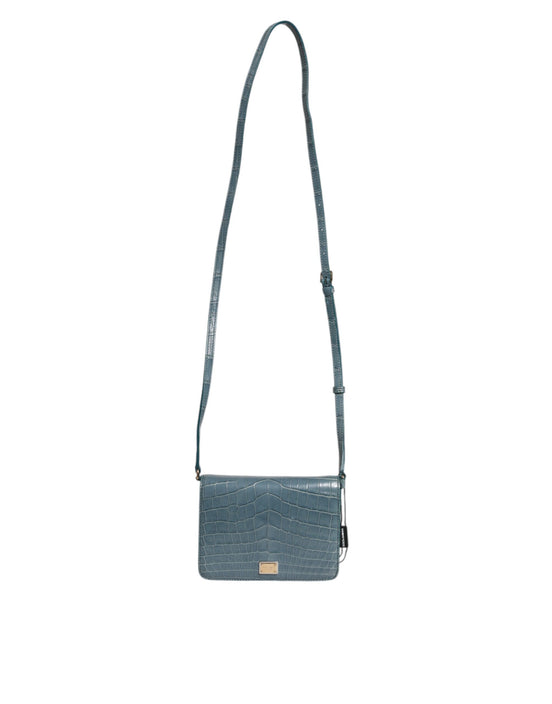 Dolce & Gabbana Green Exotic Leather DG Plaque Crossbody Mini Bag