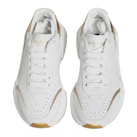 Dolce & Gabbana Λευκά Χρυσά Παπούτσια Daymaster Low Top Sneakers