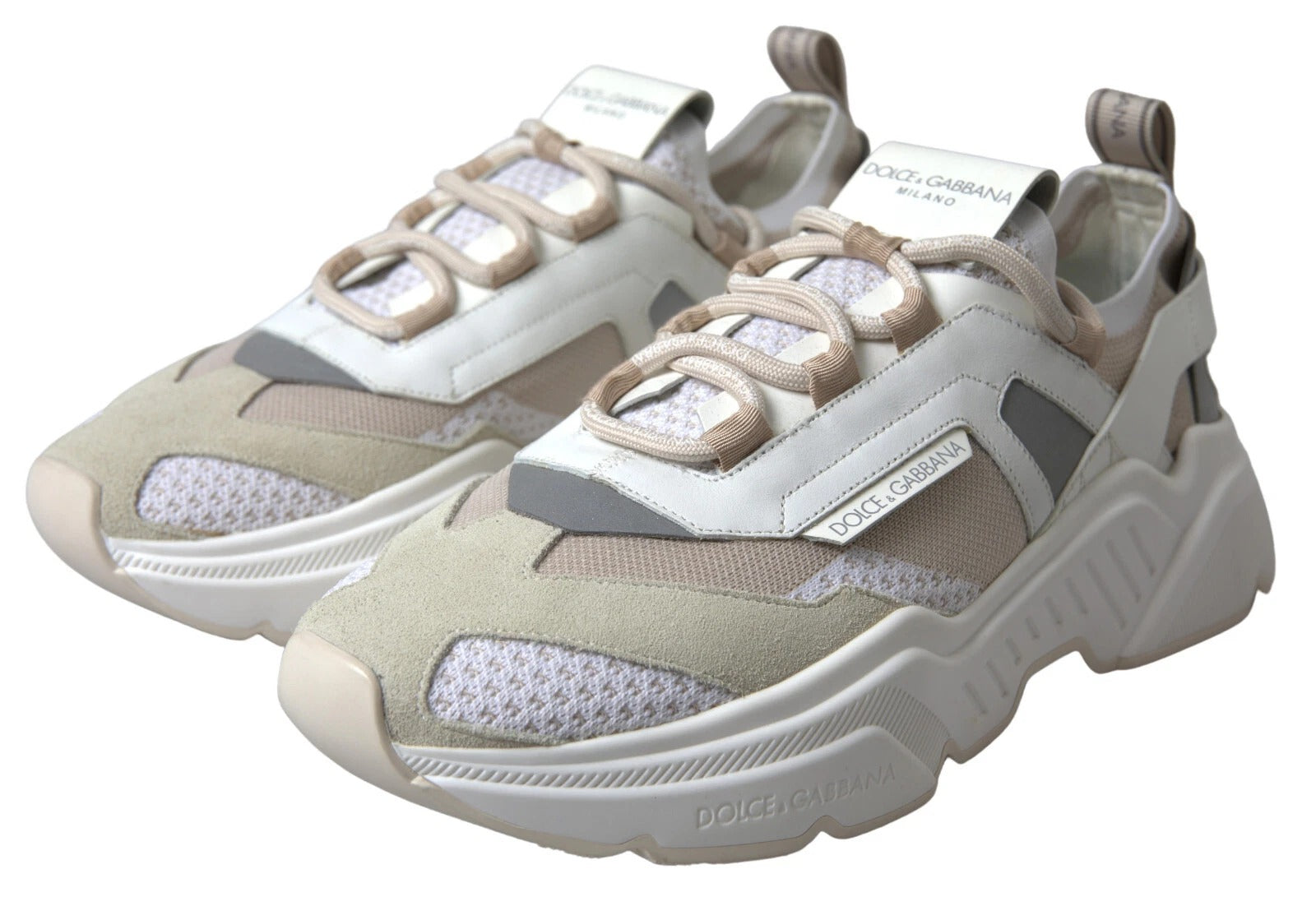 Dolce & Gabbana Sneakers White Beige Leather Sport DAYMASTER Shoes