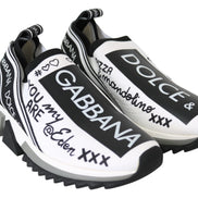 Dolce & Gabbana White Black Slip On Sorrento Sneakers