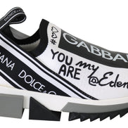 Dolce & Gabbana White Black Slip On Sorrento Sneakers