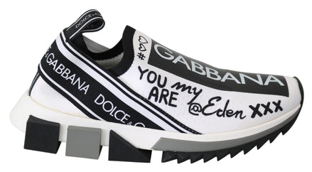 Dolce & Gabbana Sorrento Sneakers σε Λευκό και Μαύρο χωρίς Κορδόνια