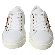 Dolce & Gabbana Λευκά Sneakers από Δέρμα με Χρυσή και Κόκκινη Καρδιά