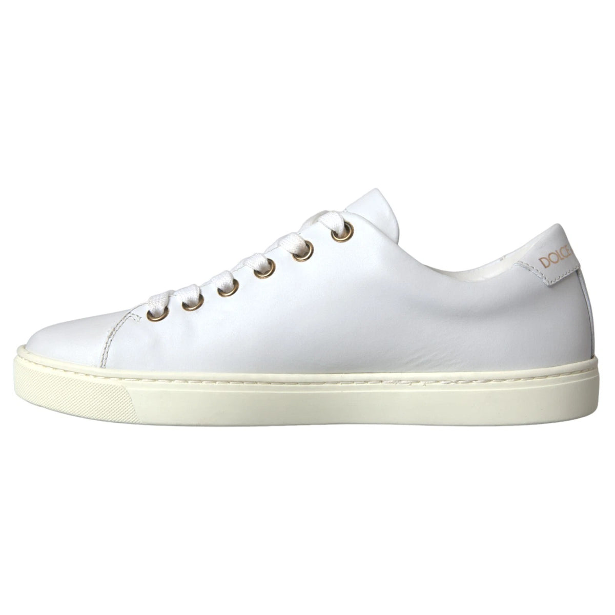 Dolce & Gabbana Λευκά Sneakers από Δέρμα με Χρυσή και Κόκκινη Καρδιά
