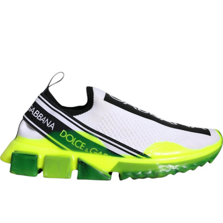 Dolce & Gabbana White Yellow Slip On Sorrento Sneakers Shoes