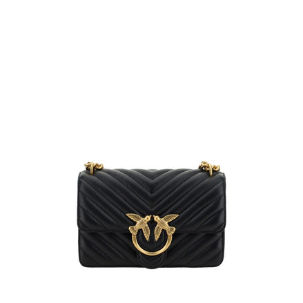 PINKO Black Calf Leather Bos Taurus Shoulder Bag