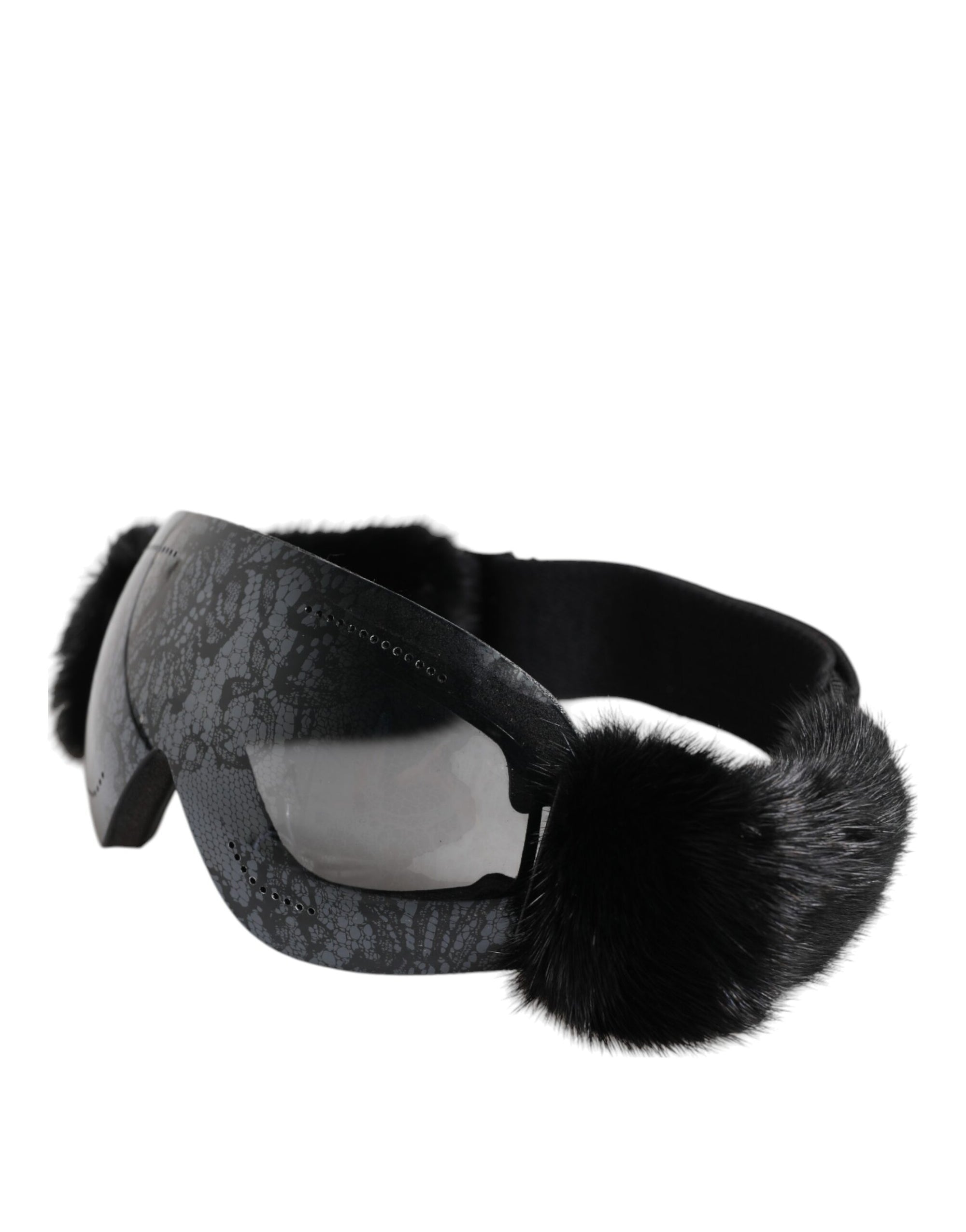Dolce & Gabbana Black Bi0759 Lace Mirrored Ski Goggles Mask Sunglasses