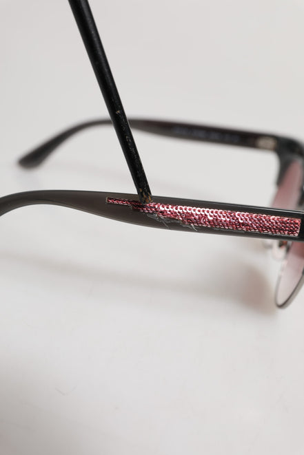 Dolce & Gabbana Black Pink Mirrored Cat Eye DG6109 Sequined Sunglasses