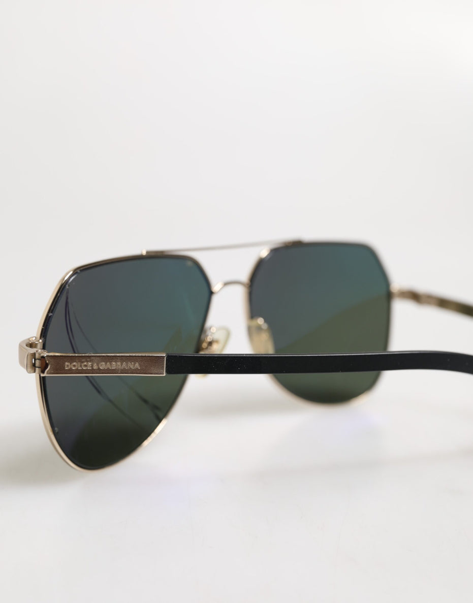 Dolce & Gabbana Μαύρα Ηλιογένια Γυαλιά Ηλίου DG2133K από Ανοξείδωτο Ατσάλι, Επιχρυσωμένα με 18K Χρυσό και Πολωτικούς Φακούς