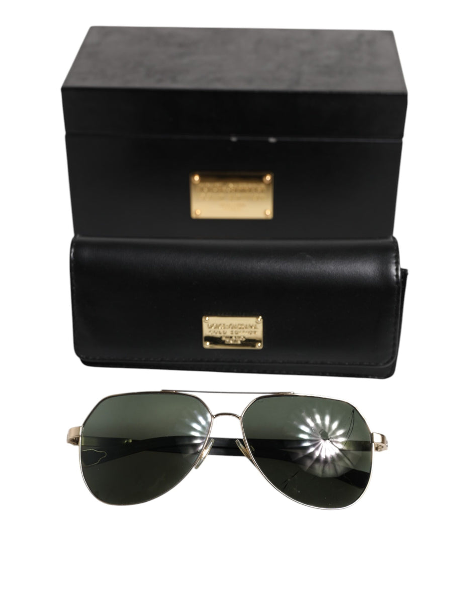 Dolce & Gabbana Μαύρα Ηλιογένια Γυαλιά Ηλίου DG2133K από Ανοξείδωτο Ατσάλι, Επιχρυσωμένα με 18K Χρυσό και Πολωτικούς Φακούς