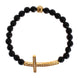 Nialaya Agate Stone Gold CZ Cross 925 Silver Bracelet