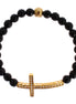 Nialaya Agate Stone Gold CZ Cross 925 Silver Bracelet