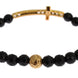 Nialaya Agate Stone Gold CZ Cross 925 Silver Bracelet