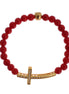 Nialaya Red Coral Gold CZ Cross 925 Silver Bracelet