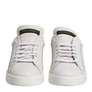 Dolce & Gabbana White Gold Leather Low Top Sneakers Shoes