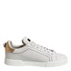 Dolce & Gabbana White Gold Leather Low Top Sneakers Shoes