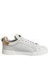 Dolce & Gabbana White Gold Leather Low Top Sneakers Shoes