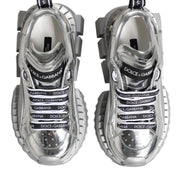 Dolce & Gabbana Silver Leather Super Queen Sneakers Shoes