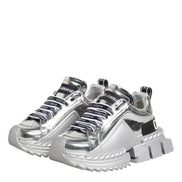 Dolce & Gabbana Silver Leather Super Queen Sneakers Shoes