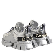 Dolce & Gabbana Silver Leather Super Queen Sneakers Shoes