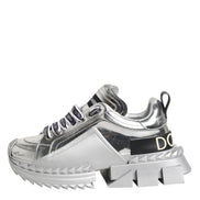 Dolce & Gabbana Silver Leather Super Queen Sneakers Shoes