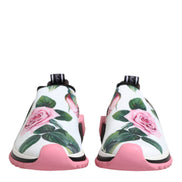 Dolce & Gabbana White Rose Print Sorrento Sneakers Shoes