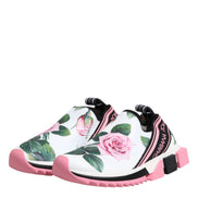 Dolce & Gabbana White Rose Print Sorrento Sneakers Shoes
