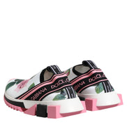 Dolce & Gabbana White Rose Print Sorrento Sneakers Shoes